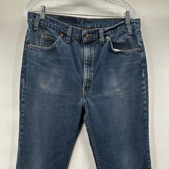 Vintage 70s Levis 517 Denim Jeans 38X32 Orange Tab Boot Cut Distressed - Picture 2 of 15